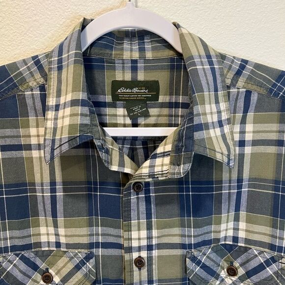 EDDIE BAUER Men’s Plaid Button Down Shirt Size Large - Picture 3 of 4